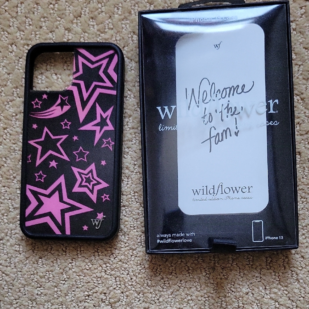 Wildflowers Black and Pink Star iPhone 13 Case